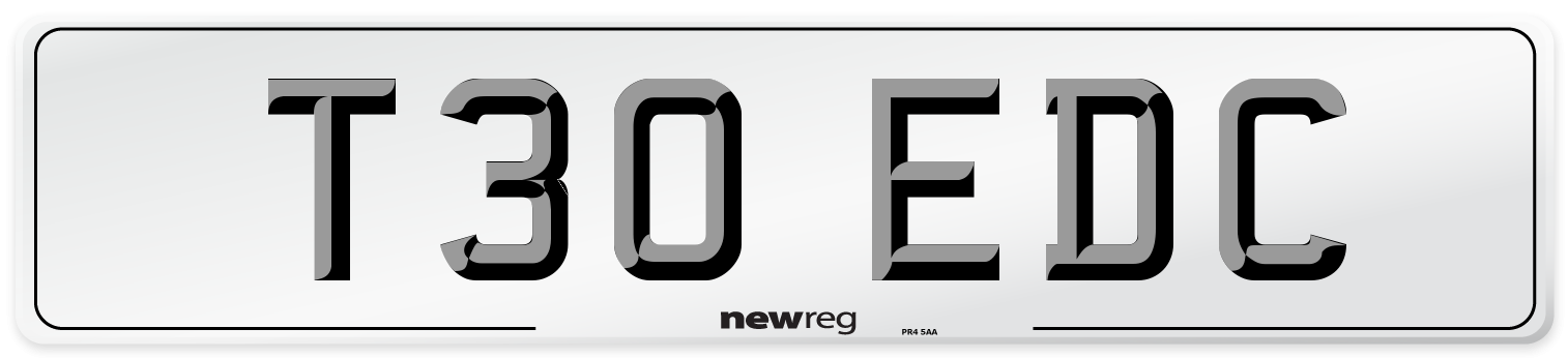 T30 EDC Number Plate from New Reg